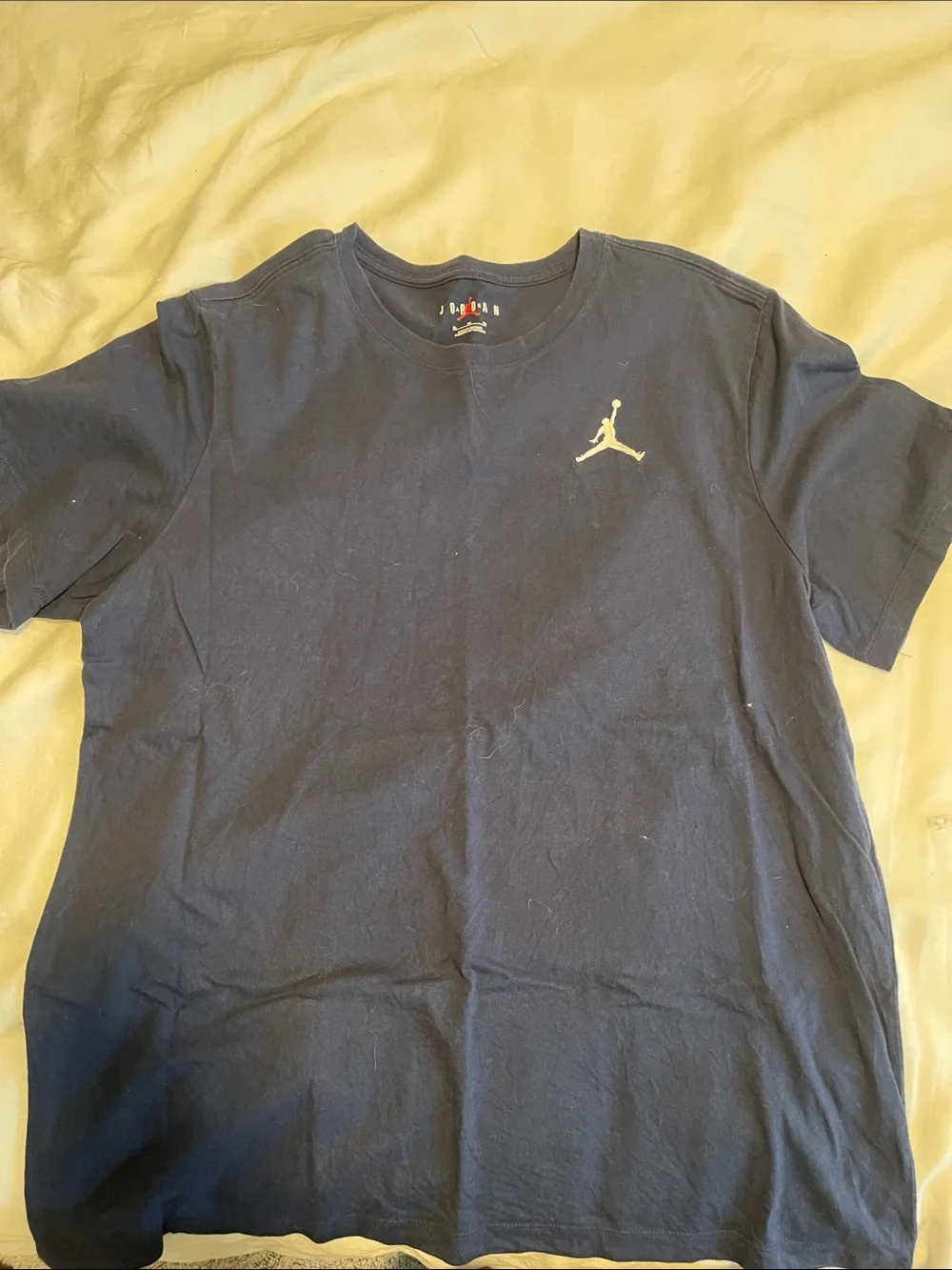 Jordan Navy Blue Short Sleeve Tee with Gold Jumpman
